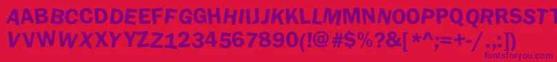 Więcej informacji o czcionce DaftUpperCase Czcionka DaftUpperCase – fioletowe czcionki na czerwonym tle