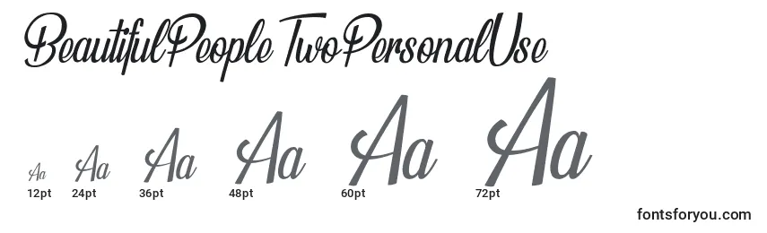 BeautifulPeopleTwoPersonalUse Font Sizes