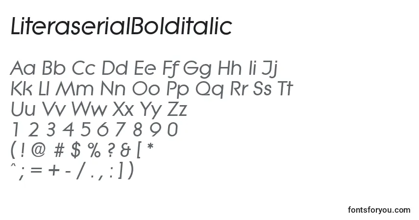 A fonte LiteraserialBolditalic – alfabeto, números, caracteres especiais
