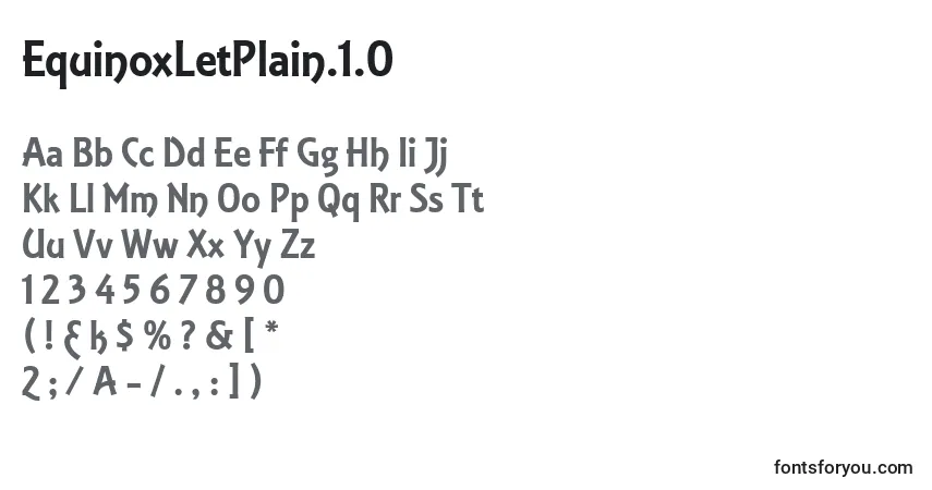 Шрифт EquinoxLetPlain.1.0 – алфавит, цифры, специальные символы