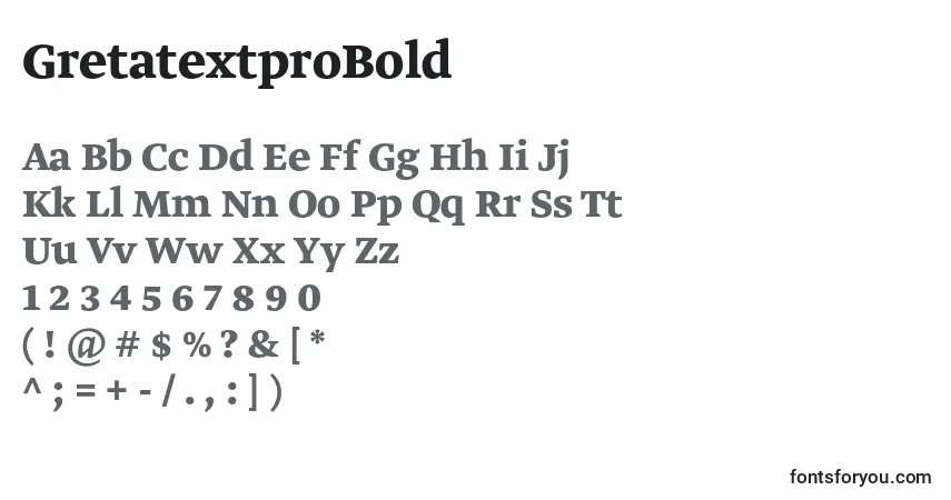 Fuente GretatextproBold - alfabeto, números, caracteres especiales