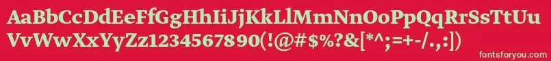 フォントGretatextproBold – 赤い背景に緑の文字