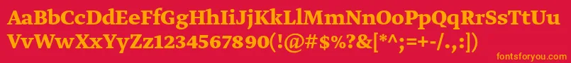 GretatextproBold-Schriftart – Orangefarbene Schriften auf rotem Hintergrund