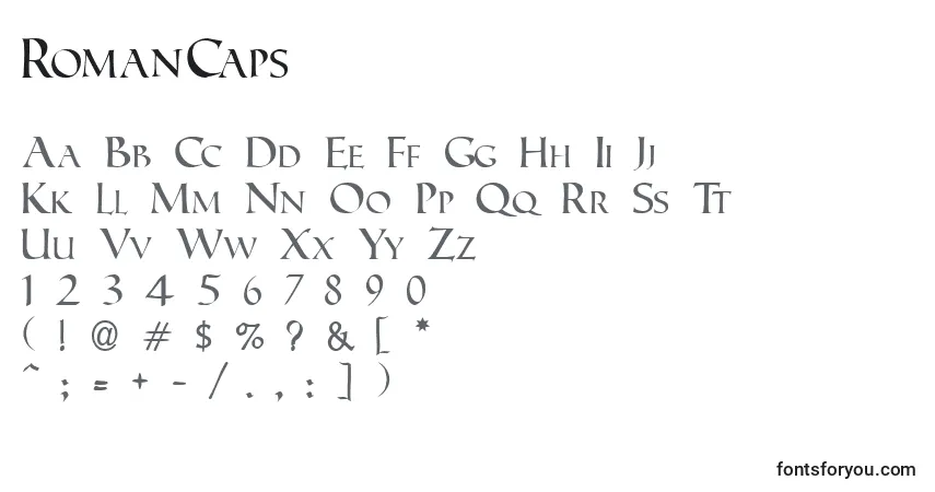 Schriftart RomanCaps – Alphabet, Zahlen, spezielle Symbole