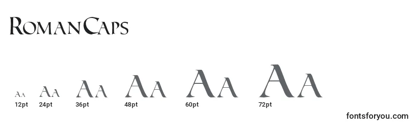 Größen der Schriftart RomanCaps
