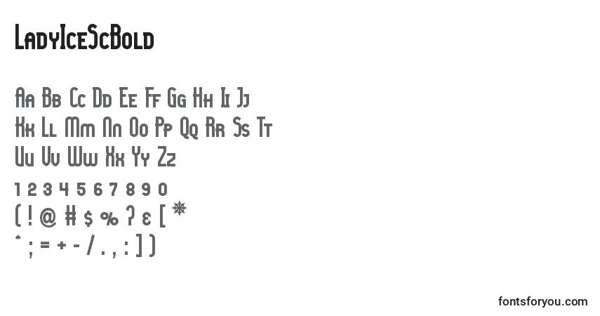 Шрифт LadyIceScBold – алфавит, цифры, специальные символы