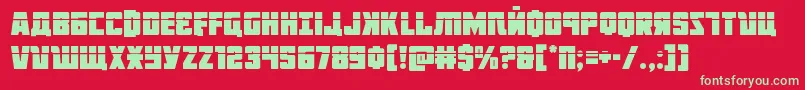 フォントOctoberguardlaser – 赤い背景に緑の文字