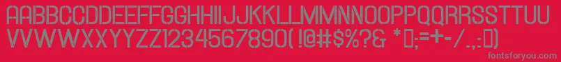 Weitere Informationen zur Hallandalestencilbold-Schriftart Hallandalestencilbold-Schriftart – Graue Schriften auf rotem Hintergrund
