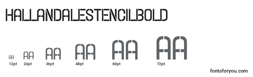 Размеры шрифта Hallandalestencilbold