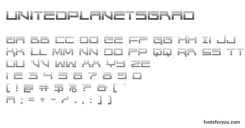 Schriftart Unitedplanetsgrad – Alphabet, Zahlen, spezielle Symbole