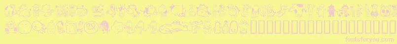 Sakabe Animal03 Font – Pink Fonts on Yellow Background