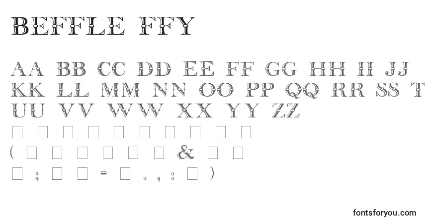 A fonte Beffle ffy – alfabeto, números, caracteres especiais