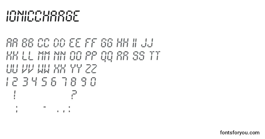 A fonte IonicCharge – alfabeto, números, caracteres especiais