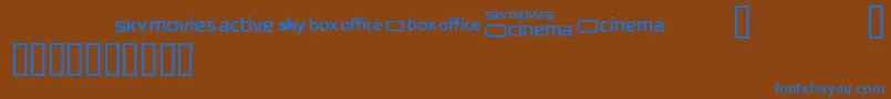 Więcej informacji o czcionce Skyfontmovies Czcionka Skyfontmovies – niebieskie czcionki na brązowym tle