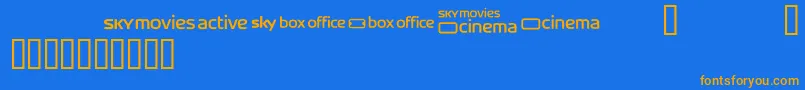 Skyfontmovies Font – Orange Fonts on Blue Background
