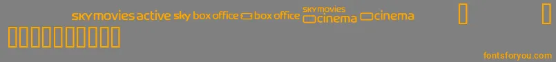 Skyfontmovies-Schriftart – Orangefarbene Schriften auf grauem Hintergrund