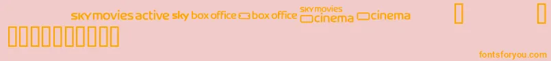 Skyfontmovies-Schriftart – Orangefarbene Schriften auf rosa Hintergrund