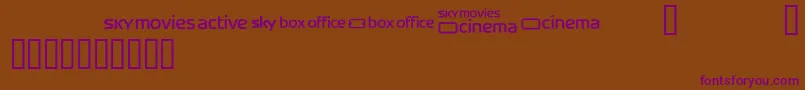 Skyfontmovies Font – Purple Fonts on Brown Background