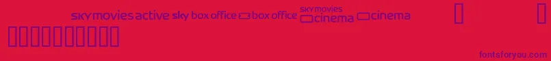 Skyfontmovies Font – Purple Fonts on Red Background