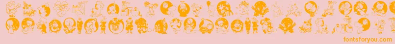 Xmaspromotionssymbols-Schriftart – Orangefarbene Schriften auf rosa Hintergrund