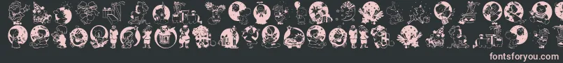 フォントXmaspromotionssymbols – 黒い背景にピンクのフォント