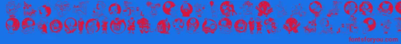 フォントXmaspromotionssymbols – 赤い文字の青い背景