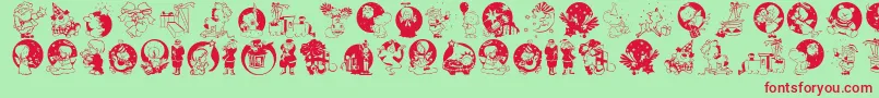 Xmaspromotionssymbols-fontti – punaiset fontit vihreällä taustalla