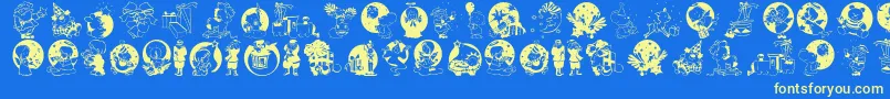 Weitere Informationen zur Xmaspromotionssymbols-Schriftart Xmaspromotionssymbols-Schriftart – Gelbe Schriften auf blauem Hintergrund