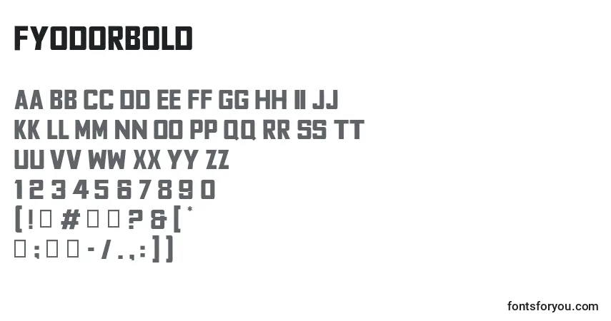 A fonte FyodorBold – alfabeto, números, caracteres especiais