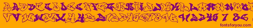 Graffonti.Atomic.Bomb Font – Purple Fonts on Orange Background