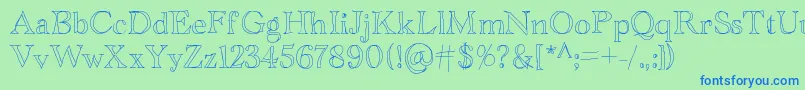 Academyblah Font – Blue Fonts on Green Background