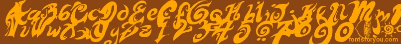 Hurtm Font – Orange Fonts on Brown Background