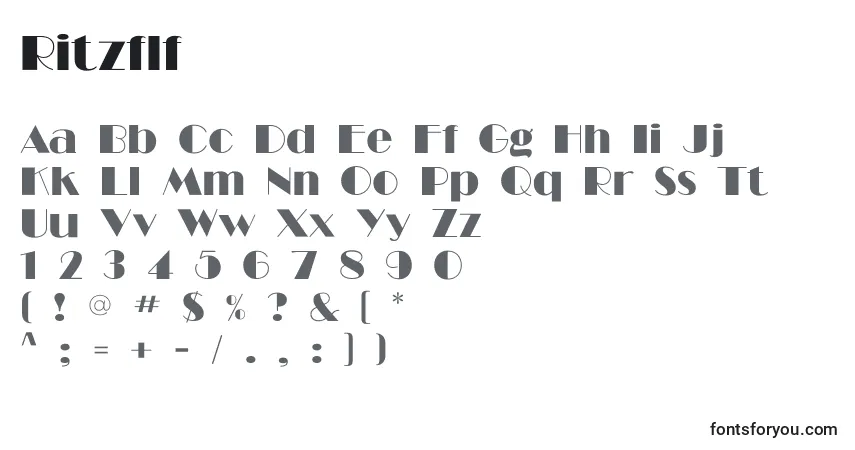 Czcionka Ritzflf – alfabet, cyfry, specjalne znaki