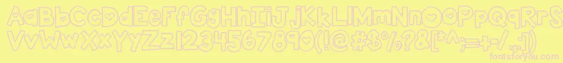 フォントKbtwolovers – ピンクのフォント、黄色の背景