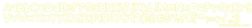 フォントKbtwolovers – 白い背景に黄色の文字