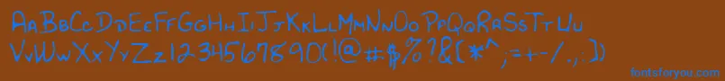 Lehn182 Font – Blue Fonts on Brown Background