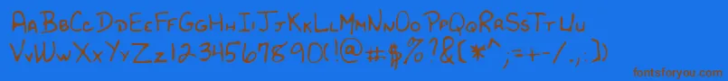 Lehn182 Font – Brown Fonts on Blue Background