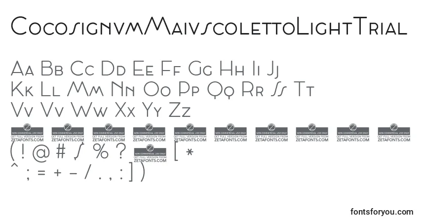 CocosignumMaiuscolettoLightTrialフォント–アルファベット、数字、特殊文字