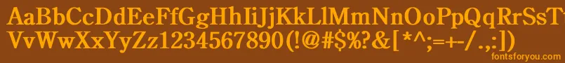 フォントCenturyoldstyle ffy – オレンジ色の文字が茶色の背景にあります。