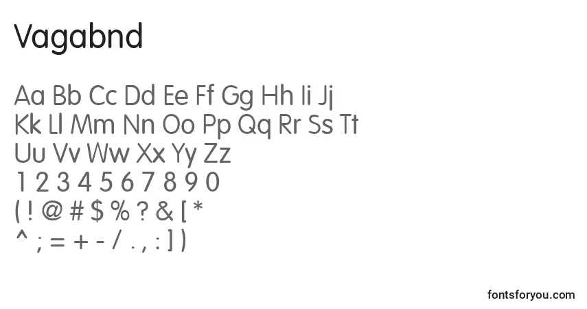 Шрифт Vagabnd – алфавит, цифры, специальные символы