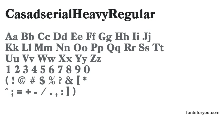 A fonte CasadserialHeavyRegular – alfabeto, números, caracteres especiais