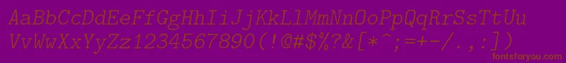 Lmmonolt10Oblique Font – Brown Fonts on Purple Background