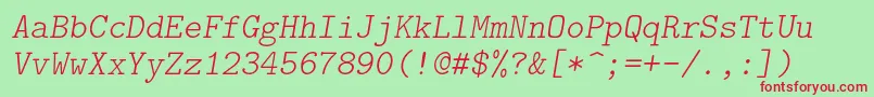 Lmmonolt10Oblique Font – Red Fonts on Green Background