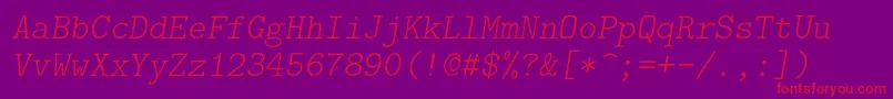 Lmmonolt10Oblique Font – Red Fonts on Purple Background