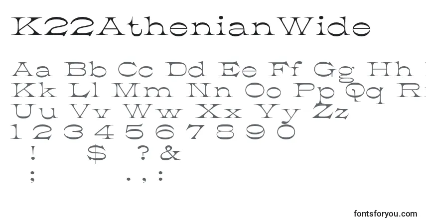 Czcionka K22AthenianWide (85881) – alfabet, cyfry, specjalne znaki