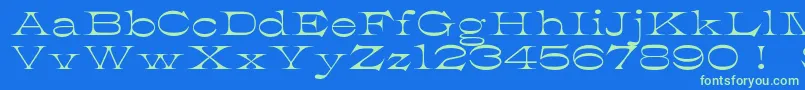 K22AthenianWide Font – Green Fonts on Blue Background