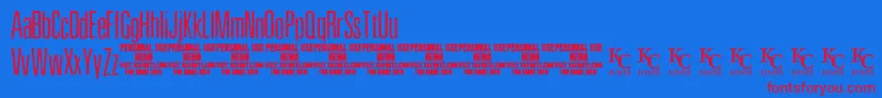 PewterdemoKcfonts-Schriftart – Rote Schriften auf blauem Hintergrund