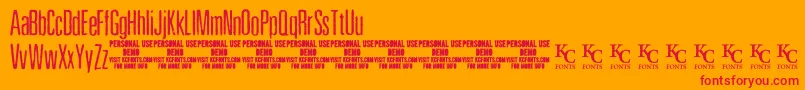 フォントPewterdemoKcfonts – オレンジの背景に赤い文字