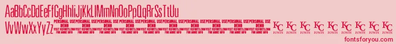 PewterdemoKcfonts Font – Red Fonts on Pink Background