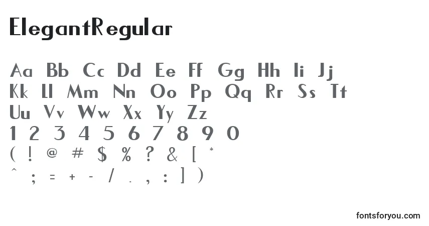 A fonte ElegantRegular – alfabeto, números, caracteres especiais